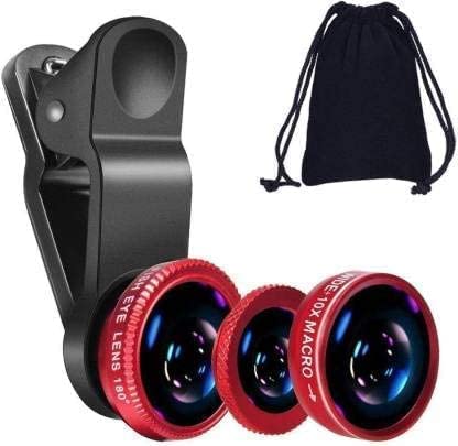 Professional 3in1 Camera Lens Kit, 180 Degree Fish Eye Lens, 0.67X Wide Angle, 10X Macro Lens, Universal Clip HD Camera Lens Kit for iPhone, iPad, Android Smartphone & Tablets