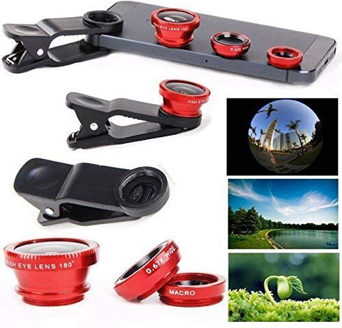 Professional 3in1 Camera Lens Kit, 180 Degree Fish Eye Lens, 0.67X Wide Angle, 10X Macro Lens, Universal Clip HD Camera Lens Kit for iPhone, iPad, Android Smartphone & Tablets