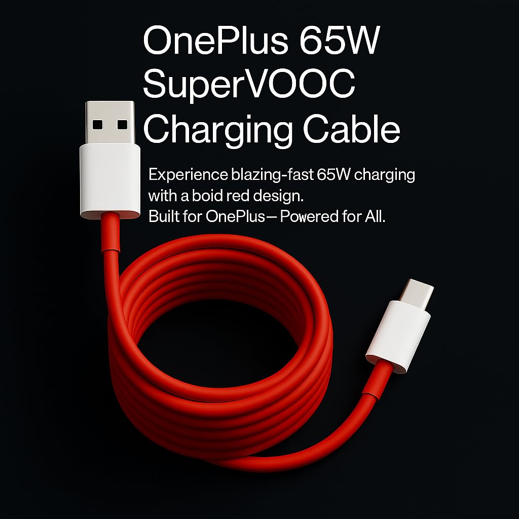 Oneplus 80W Supervooc USB to Type C Data Sync Fast Charging Charger Cable for One plus 13,13r,12,12r,11,11r,10r,10t,10,10p ro,9pro,9rt,8,8t,Nord 4/3/2,Ce 4/3/2,Ce4 lite/Ce3/Ce2,Open, Dash/Warp, Red