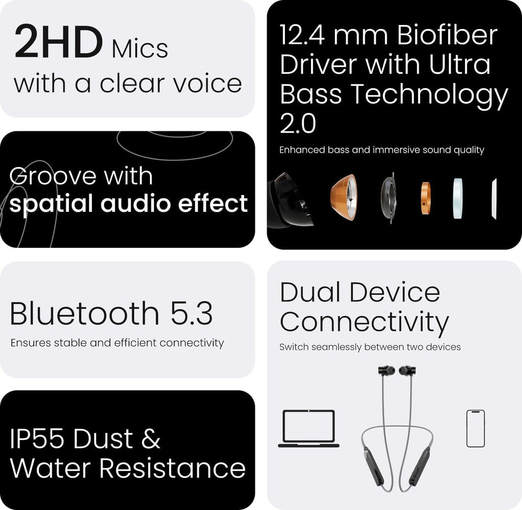 Neckband Pro with 51 dB ANC, Ultra Bass Technology & Upto 51 Hours of Battery Life Bluetooth Headset,5HD Mics,USB-C Charging,14mm Drivers,Easy Use for iPhone,Apple Compatible (Burnt Orange)