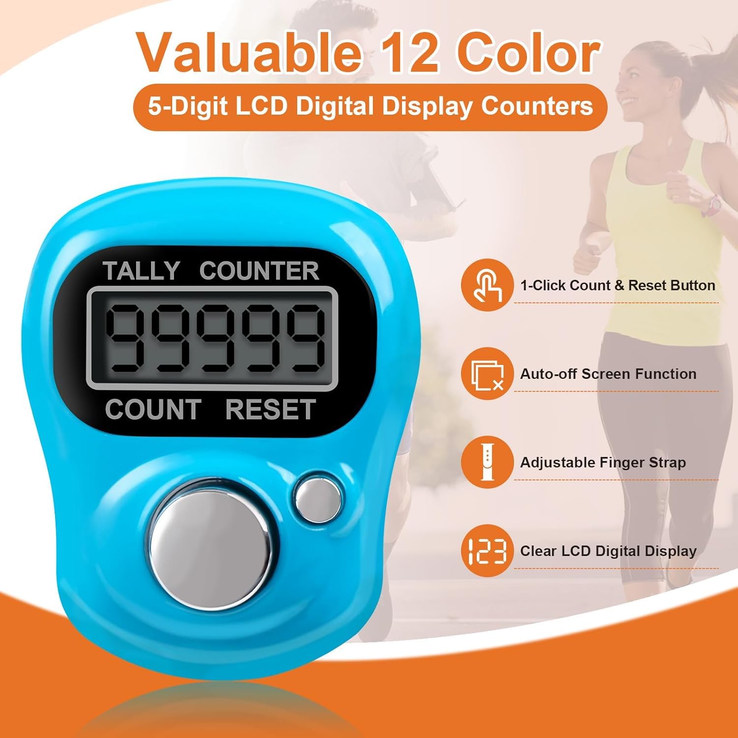 Mini Hand Tally Counter Finger Ring Digital Electronic Head Count,Japa Counter Counting Machine for Mantra Jap and Cricket Umpire and Various Counting Purpose Small-Multicolor (Pack-1)